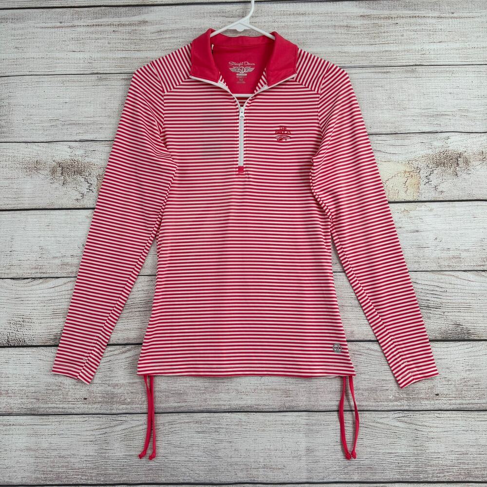 Straight Down Golf Performance Savannah 1/4 Zip Pullover Women XS Pink White NEW